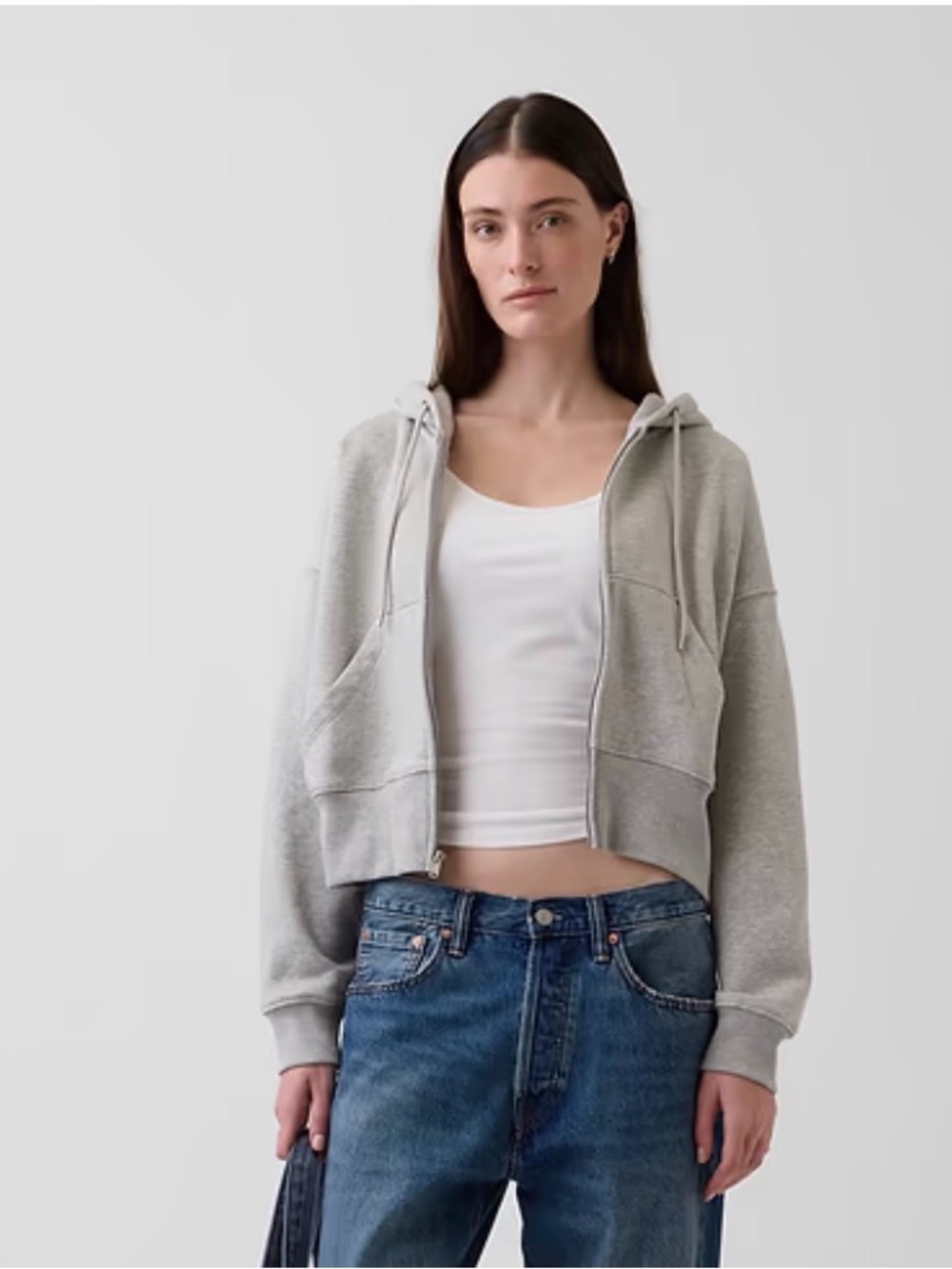 Cropped Gap Gray Zip Hoodie